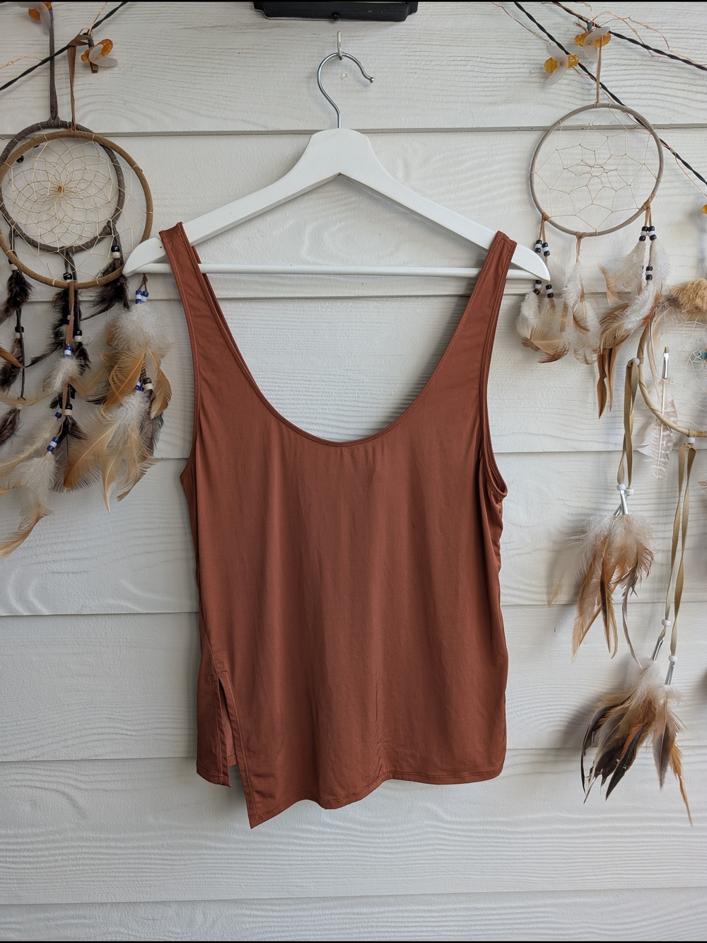 Theory Scoop Neck Tank Top - Rust Brown